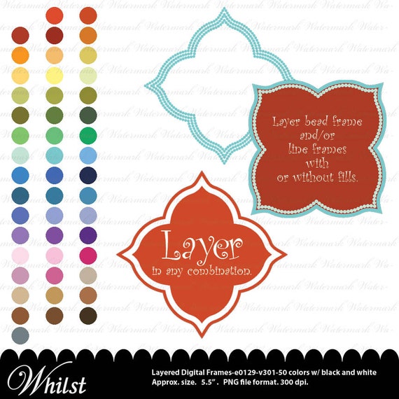 Clip art frame clipart digital square photo frame digital clip art layers : e0129 v301 black white Il_570xn