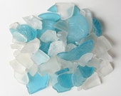 Turquoise and White Mix  Sea Glass For Wedding Crafts Beach House Decor