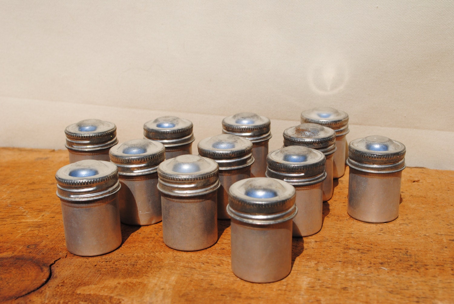 Vintage Metal Film Canisters One Dozen Aluminum Canisters