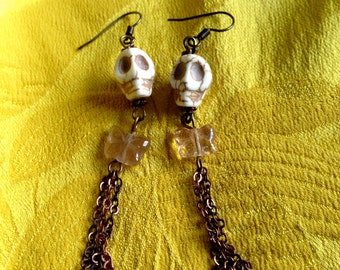 Butterfly and Skull Earrings