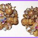 Vintage Earrings Crystal Gold Beads Signed Alice Caviness Filigree Clip Back Style 1 1/4" VG