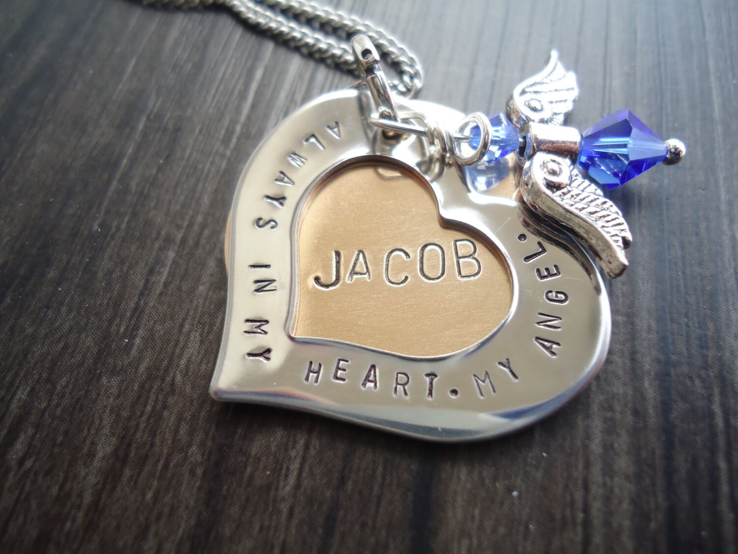 Baby Loss Angel Necklace with Name Personalized Hand Stamped