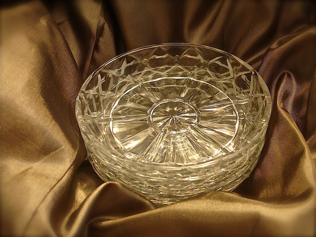 4 vintage crystal glass coasters crystal glass by BeQueath on Etsy