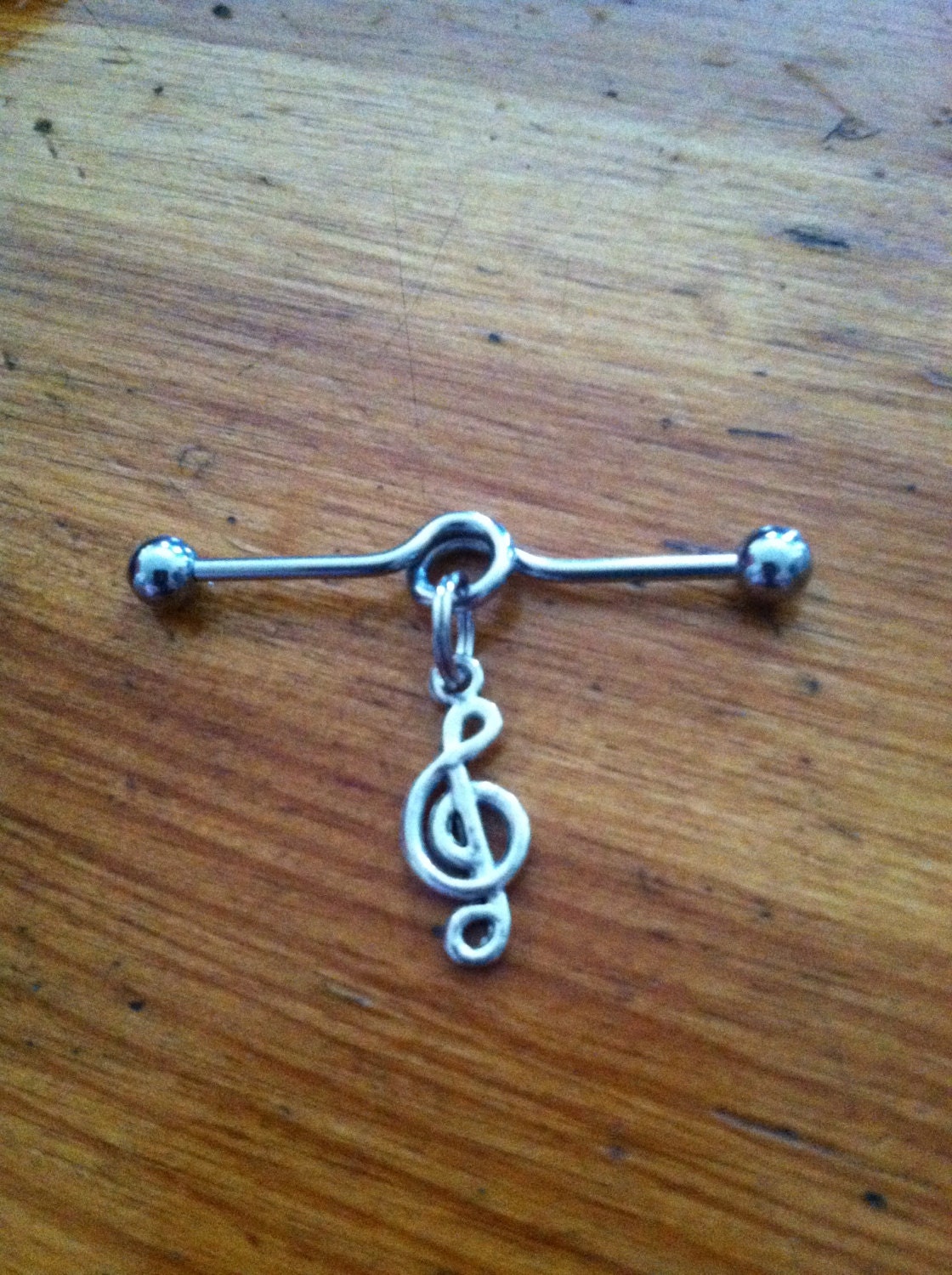 Industrial Barbell Silver Music Note Industrial Barbell