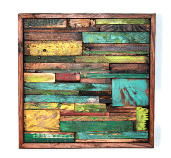 Items similar to Abstract Painting on Wood Reclaimed Wood Sculpture