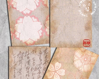 PRINTABLE JAPANESE Chiyogami PAPERS Set of 8 Large Images