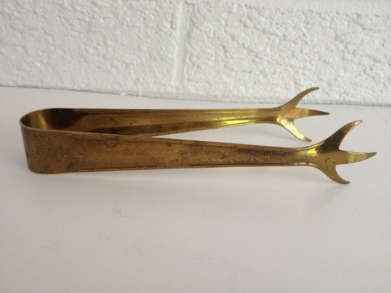 Vintage Brass Claw Tongs