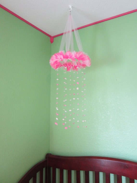 Items similar to Pink Baby Crib Mobile with Flowers on Etsy