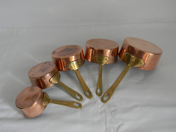 cup Vintage Measuring set Handle Copper Kitchenware Cup Set  Brass Housewares measuring vintage