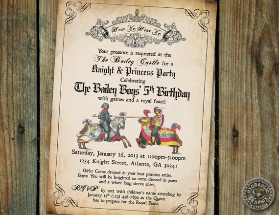 Medieval Times Invitation Wording 1