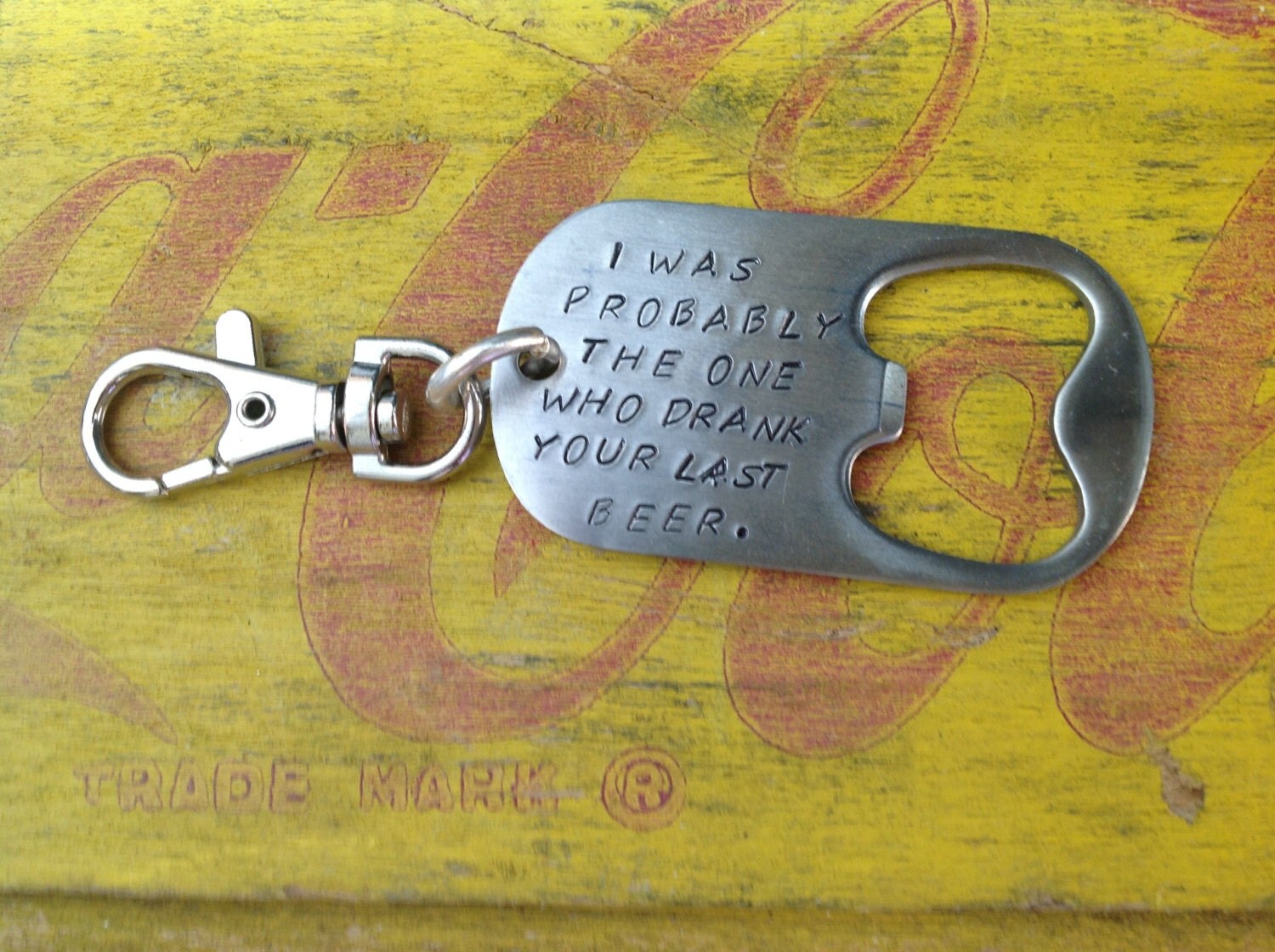 Bottle Opener Keychain with Custom Message Groomsmen Dad Gift