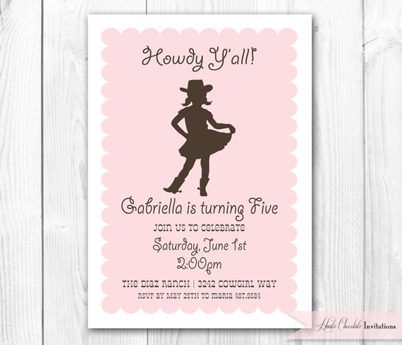Cowgirl Birthday Invitation. Western Birthday Party Invitation. DIY Printable Cowgirl Invite. Il_570xn