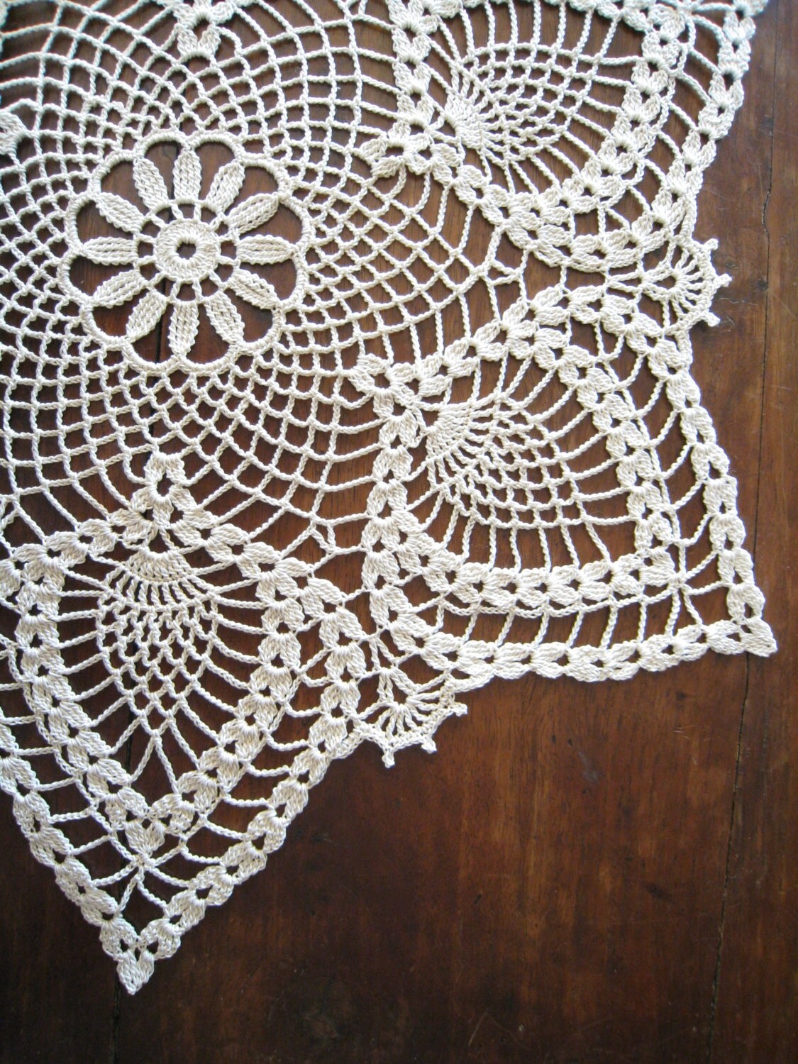 Crochet Doily Natural Lace Tablecloth Centerpiece by DoSymphony