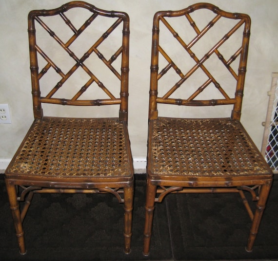 Chinese Chippendale Faux Bamboo chairs
