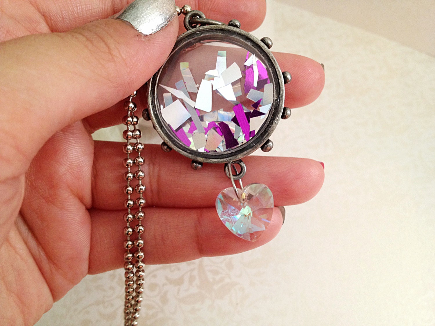Handmade Unique Shadow Box Necklace. Circle. by MintMarbles