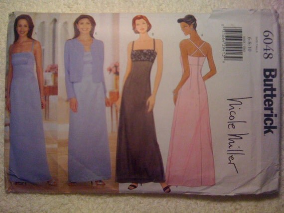 Butterick Sewing Pattern 6048 90s Nicole Miller Misses/Misses Petite Jacket and Dress Size 6-8-10 Sale