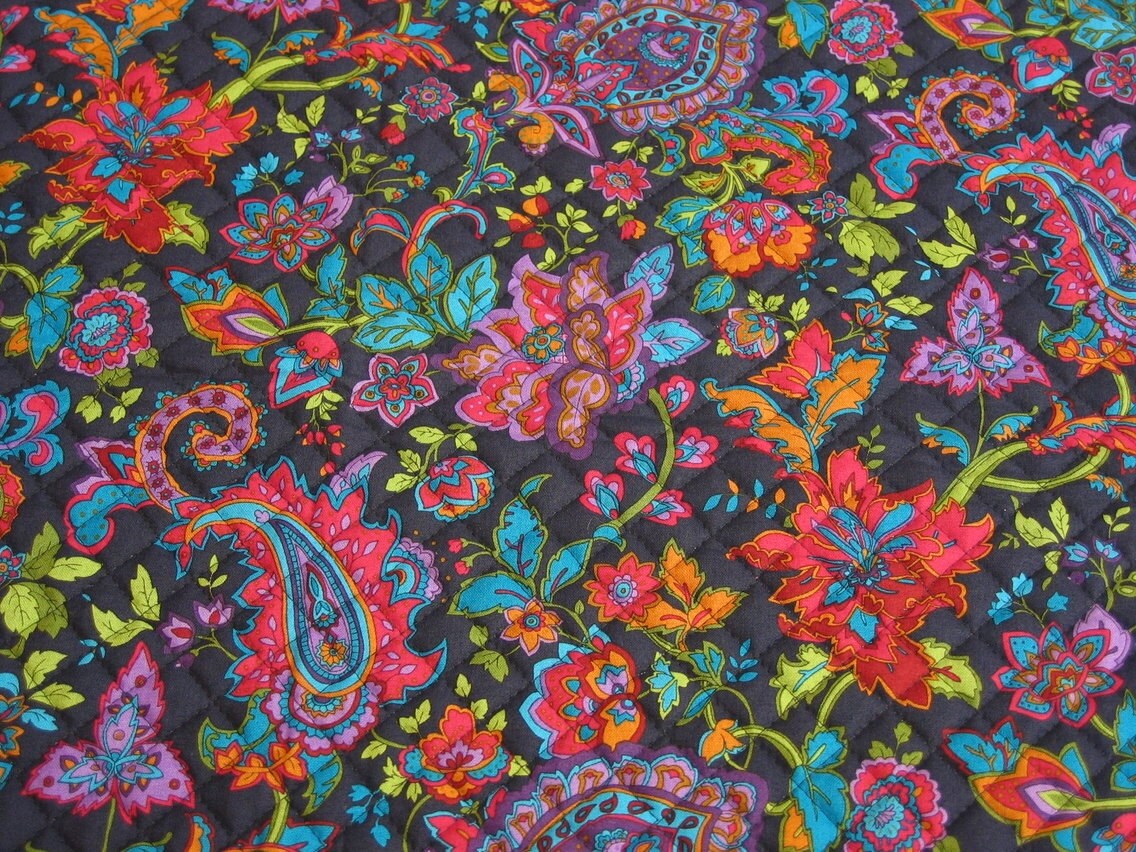 Bright Florals and Paisley PreQuilted Fabric from FabriQuilt