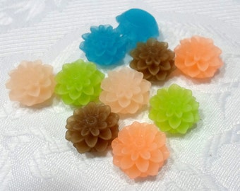 189-15 Cabochons en résine, givré 15mm de diamètre, 8mm d'épaisseur 10 pcs