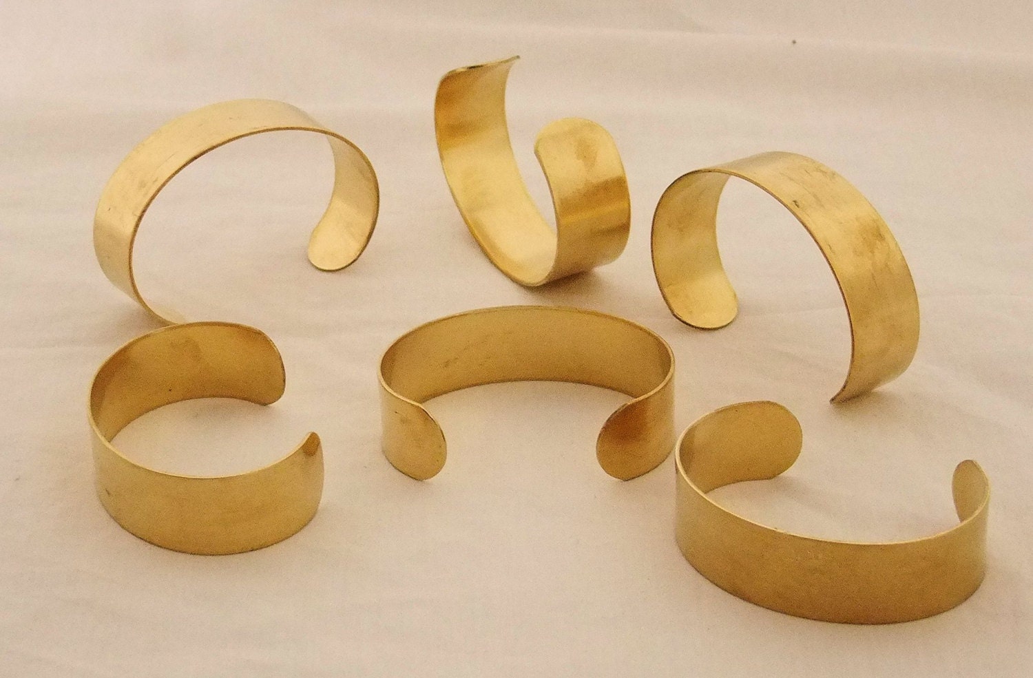 Set of 6 Brass Bracelet Cuff Blanks For Jewelry Making .75