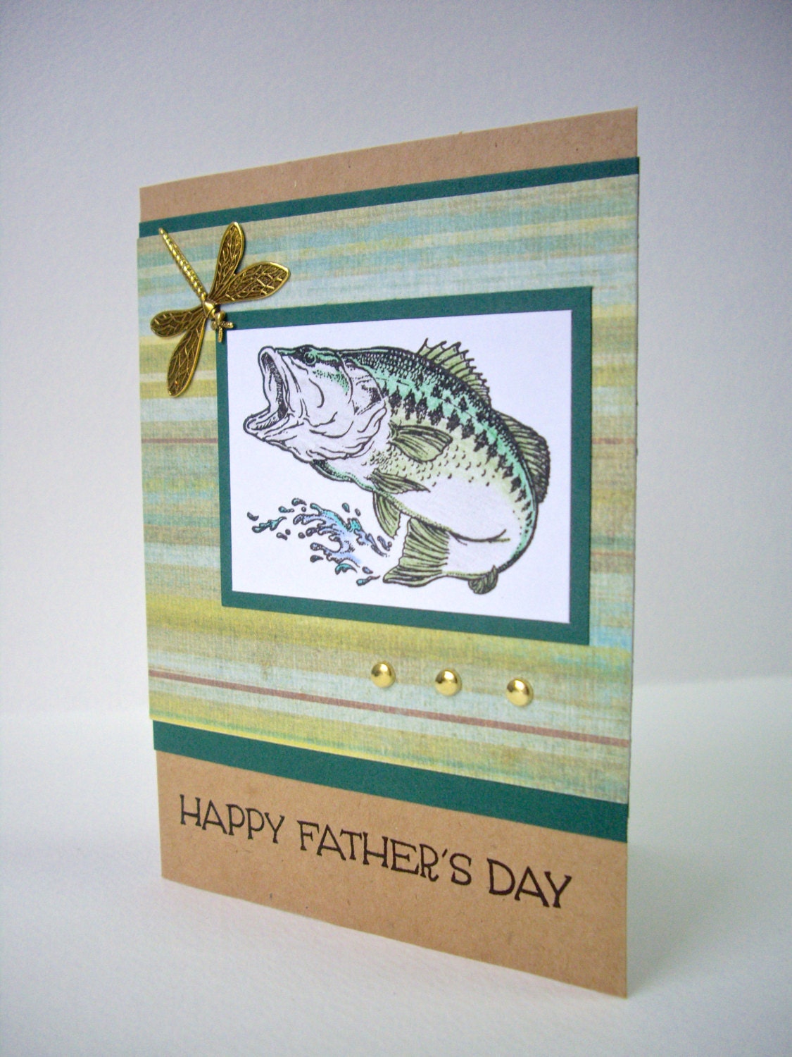 happy father's day card handmade bass card fishing card