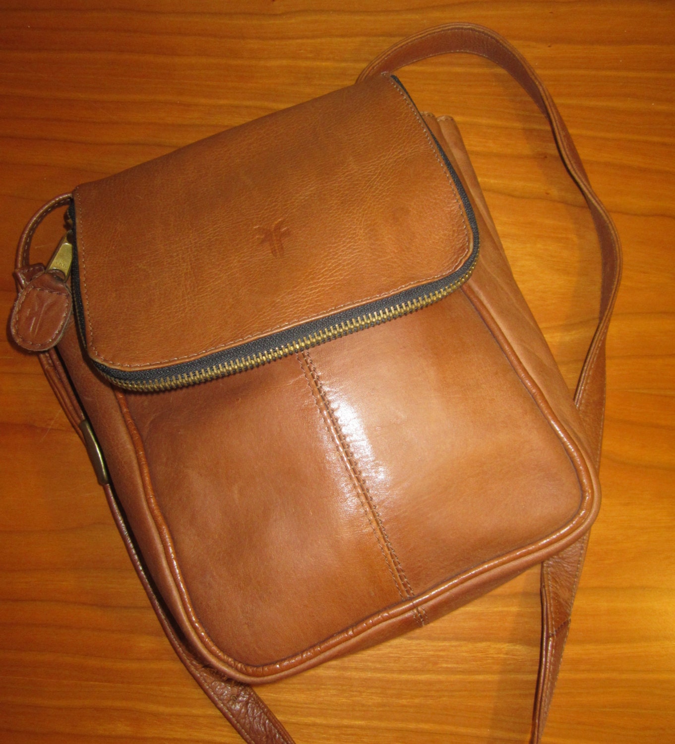 Vintage Frye Messenger Bag Soft Carmel Brown Leather Made