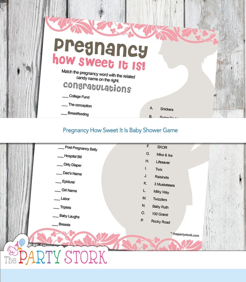 Candy Bar Baby Shower Game: Pregnancy How Sweet it is Shabby