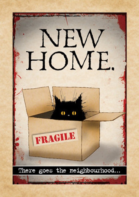 NEW HOME or moving day cat card