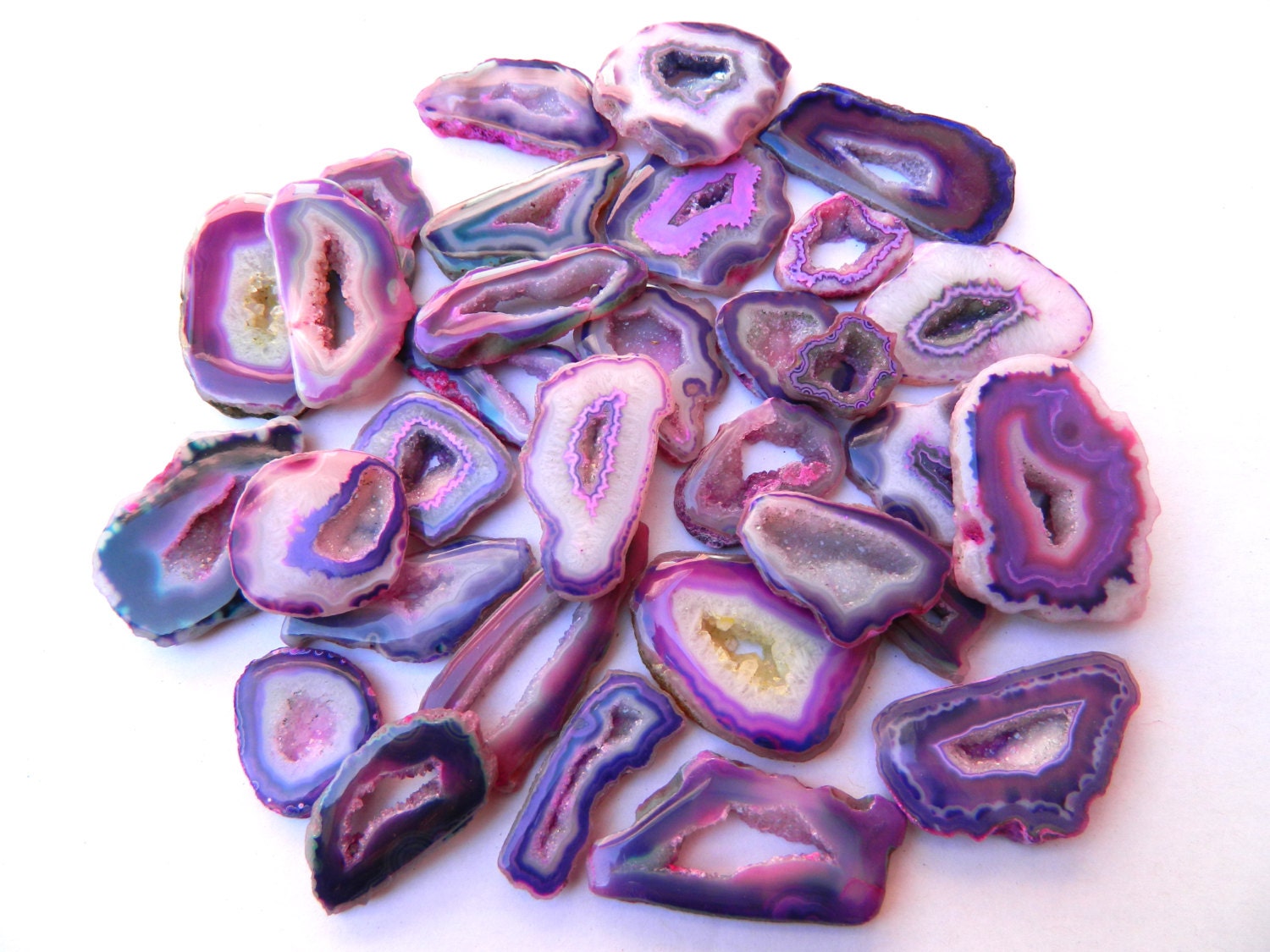 Aaa Purple Druzy Agate Geode Slice By Gemspebblesandbeads On Etsy 