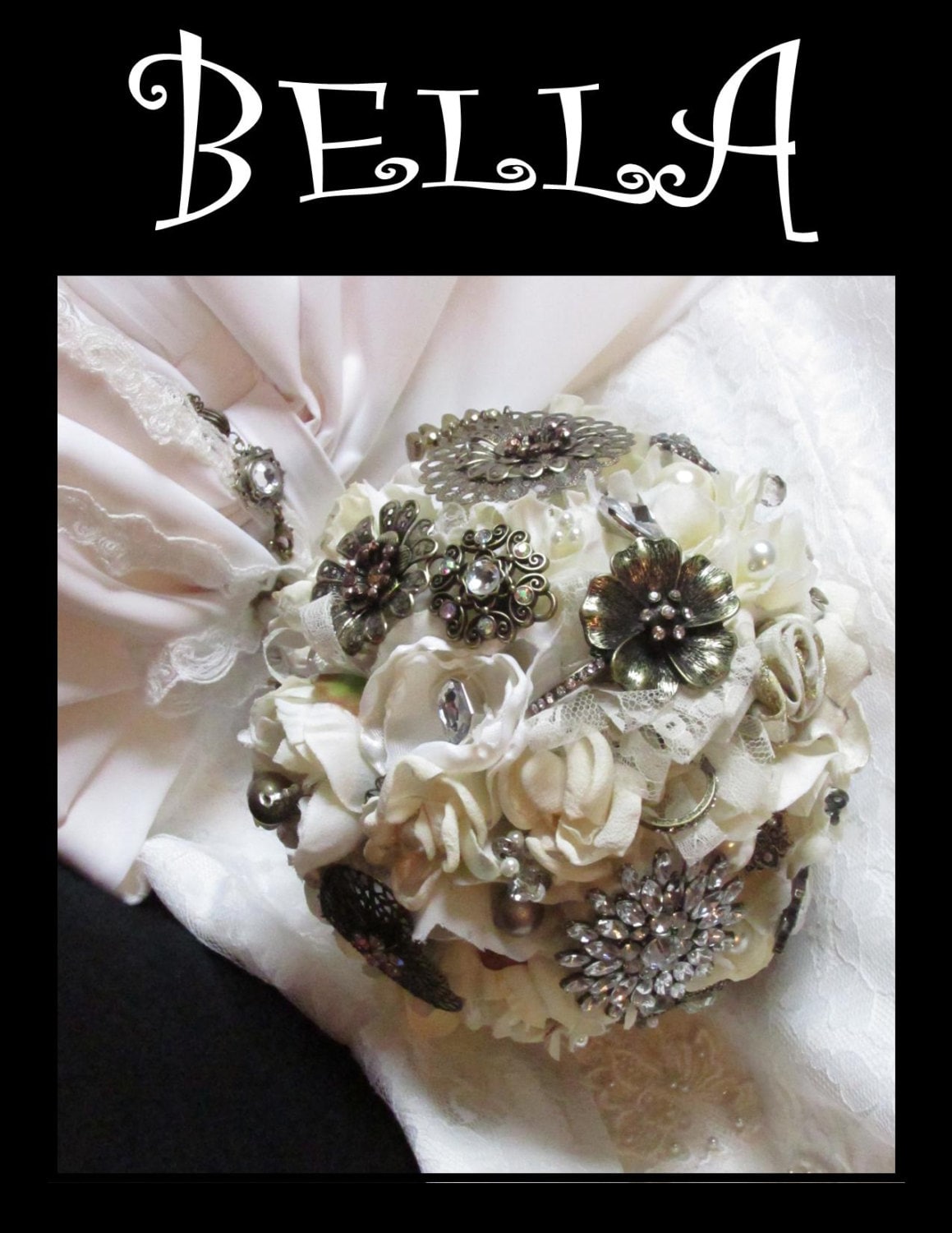 Ivory Wedding Brooch Bouquet - NOSEGAY - BELLA