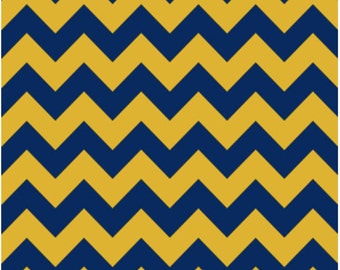Medium Chevron Blue/Gold by Riley Blake Designs 1 Yard Cut