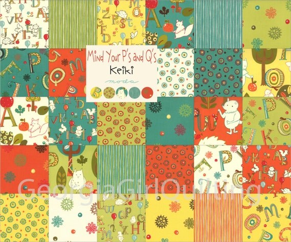 Mind Your P's and Q's Charm Pack Moda Fabrics Quilt Fabric Squares Kit New