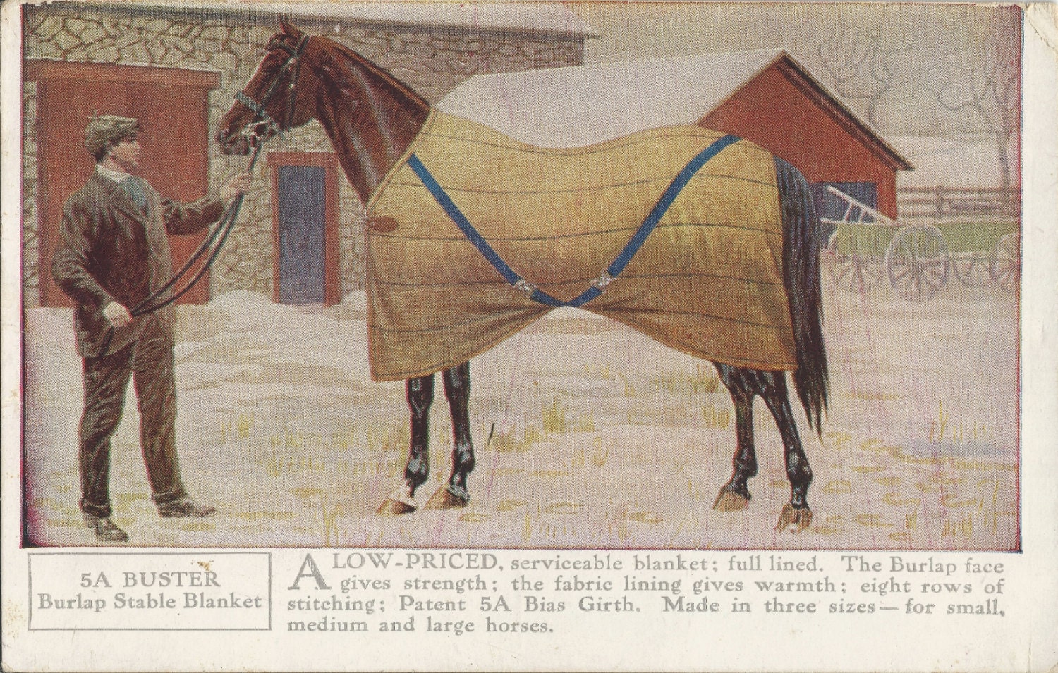 5A Buster Stable Blanket Antique 1900s Horse Art Blanket
