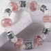 Beaded, Stretch Bracelet in Pink and Silver