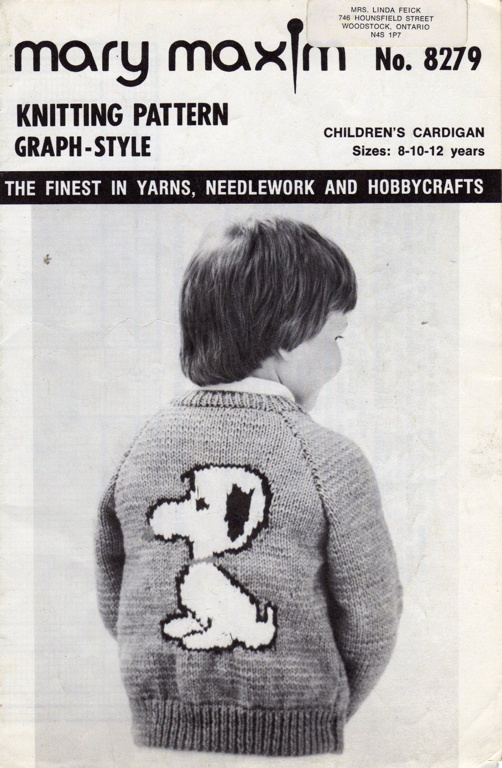 Mary Maxim Snoopy Graph Style Knitting Pattern Childrens.
