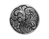 4 Damascene 5/8 inch ( 15 mm ) Plastic Buttons Antique Silver Color