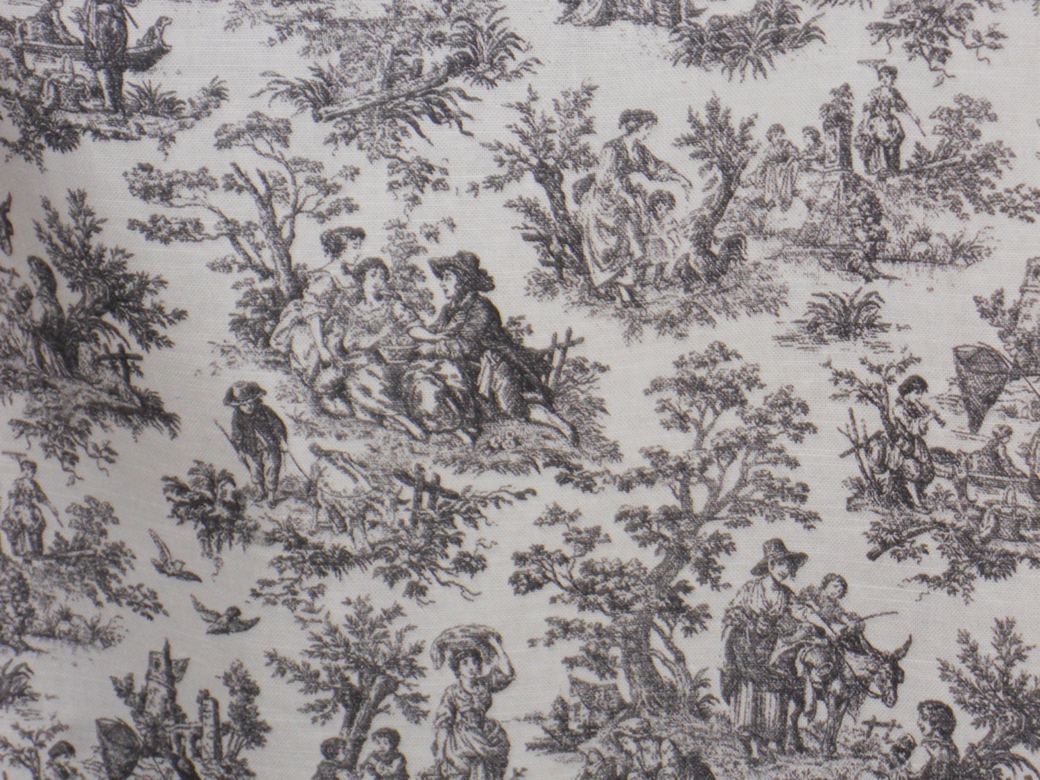 Black and White Toile Fabric by Waverly, Rustic Life from