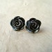 Gunmetal Rose Earrings. Metallic Black Earrings Handmade Polymer Clay Earrings. Black Rose Stud Earrings. FSE1.