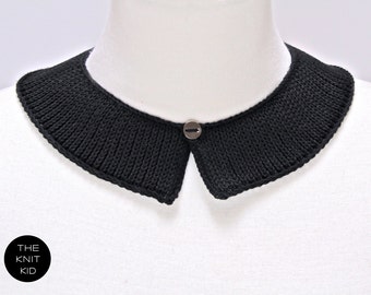 knitted collar black cotton Peter Pan choker knit jewelry theknitkid THE KNIT KID