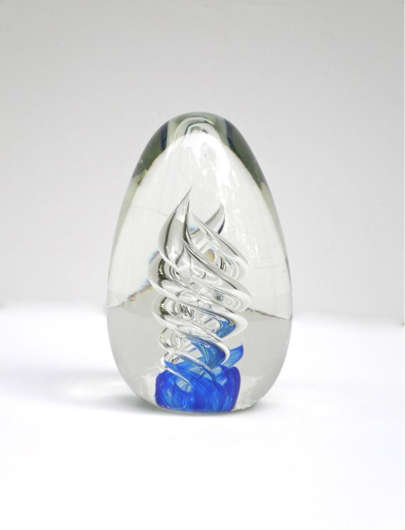 Hand Blown Crystal Art Glass Egg Paperweight by gallery122 on Etsy