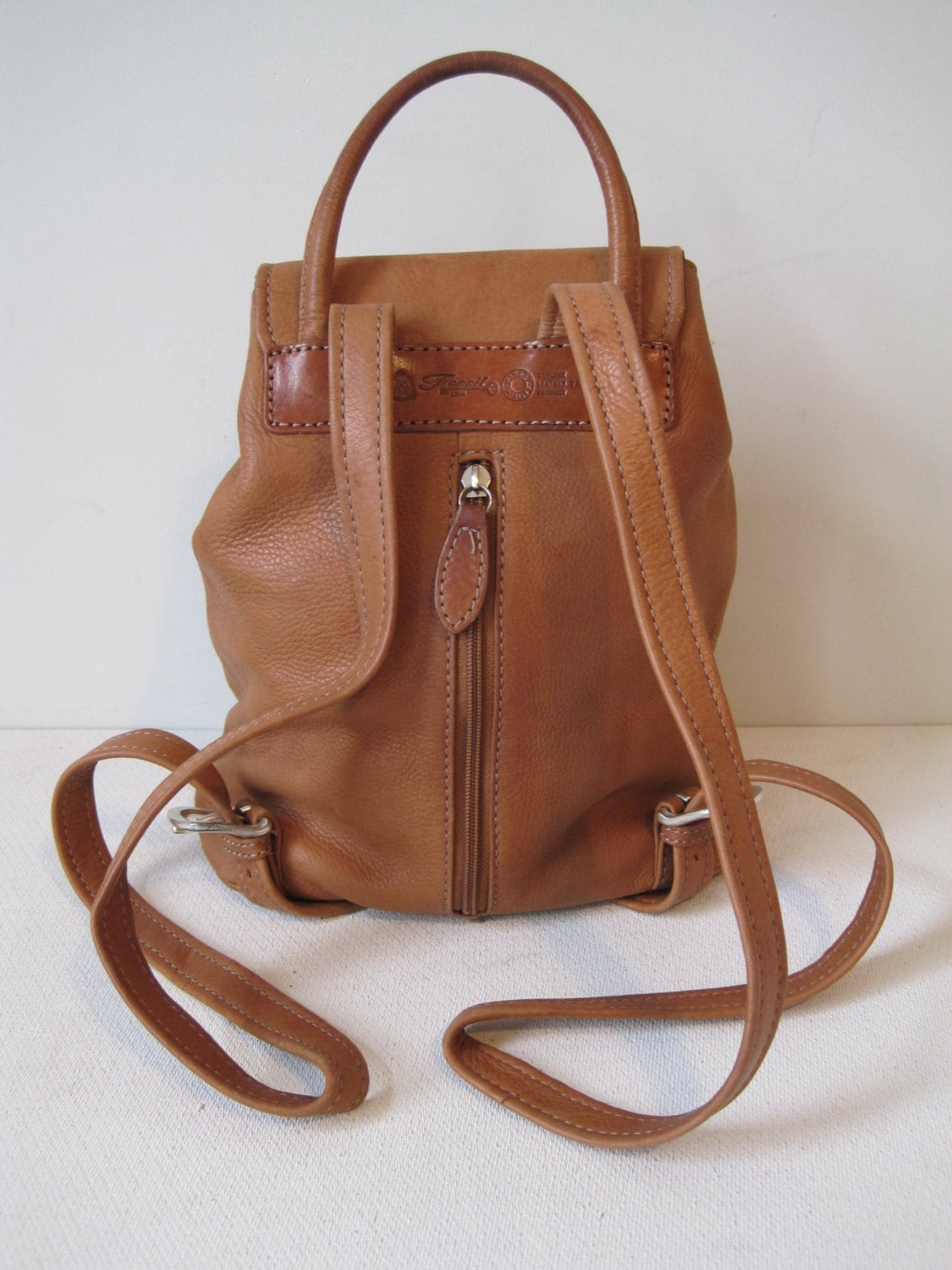 Vintage FOSSIL Women's Brown Leather Backpack Shoulder Bag