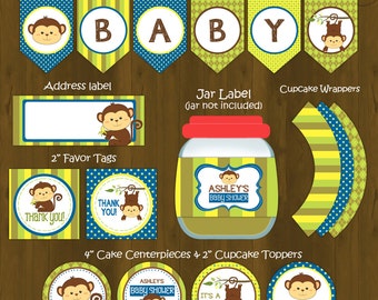 Popular items for monkey baby shower on Etsy
