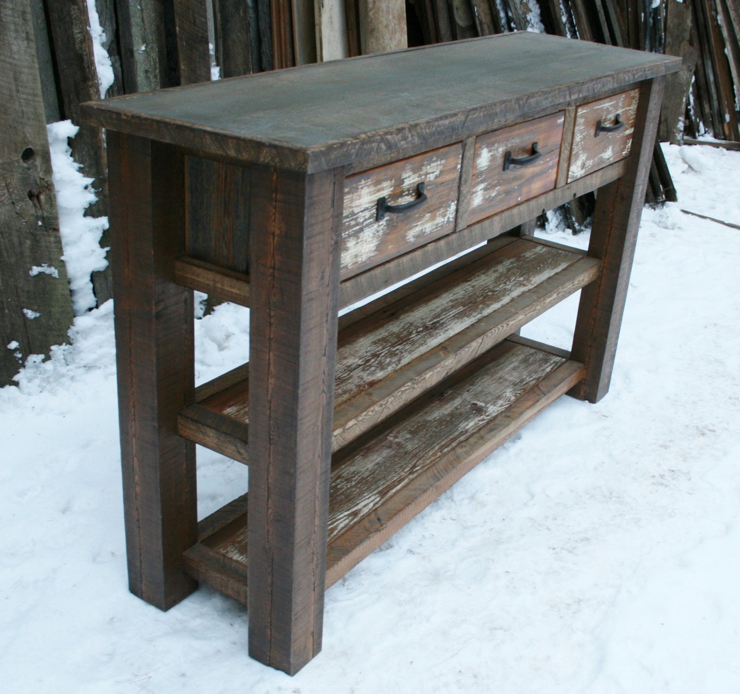 Reclaimed Rustic Console Entry Table by EchoPeakDesign on Etsy