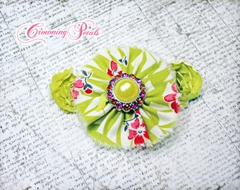 Lime Green, Fuchsia Pink Flower Hair Clip, Tropical Fabric Flower Hair Accessories, Chartreuse, Baby Girl Hair Bow, Neon Green Headband