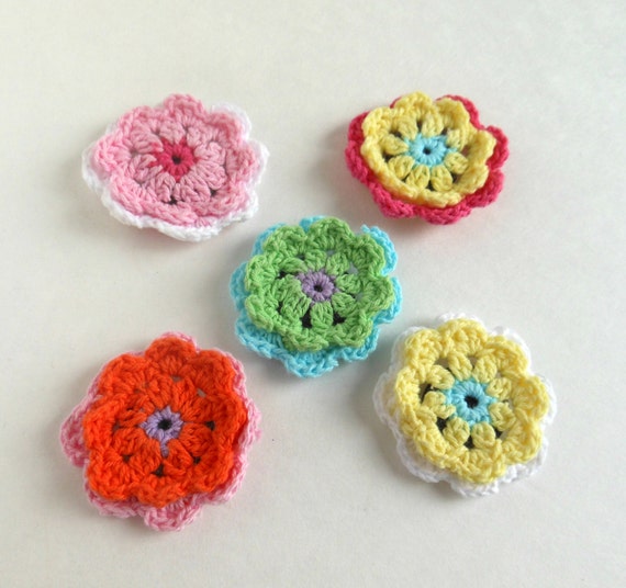 Crochet flower magnets Set of 5 flower magnets by CherubsGarden