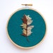 Autumn Decor - Feather Embroidery - Brown Natural Ombre - 4 Inch Hoop Art - Hand Stitched Boho Wall Art - Cottage Woodland Decor