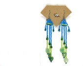 Free Shipping SALE Blue Jade Heart Earrings, GIft Peyote Jewelry