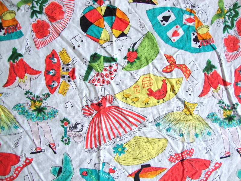 Retro Paper Doll Fabric Kids at Play II Hancock by CuteBrightFun