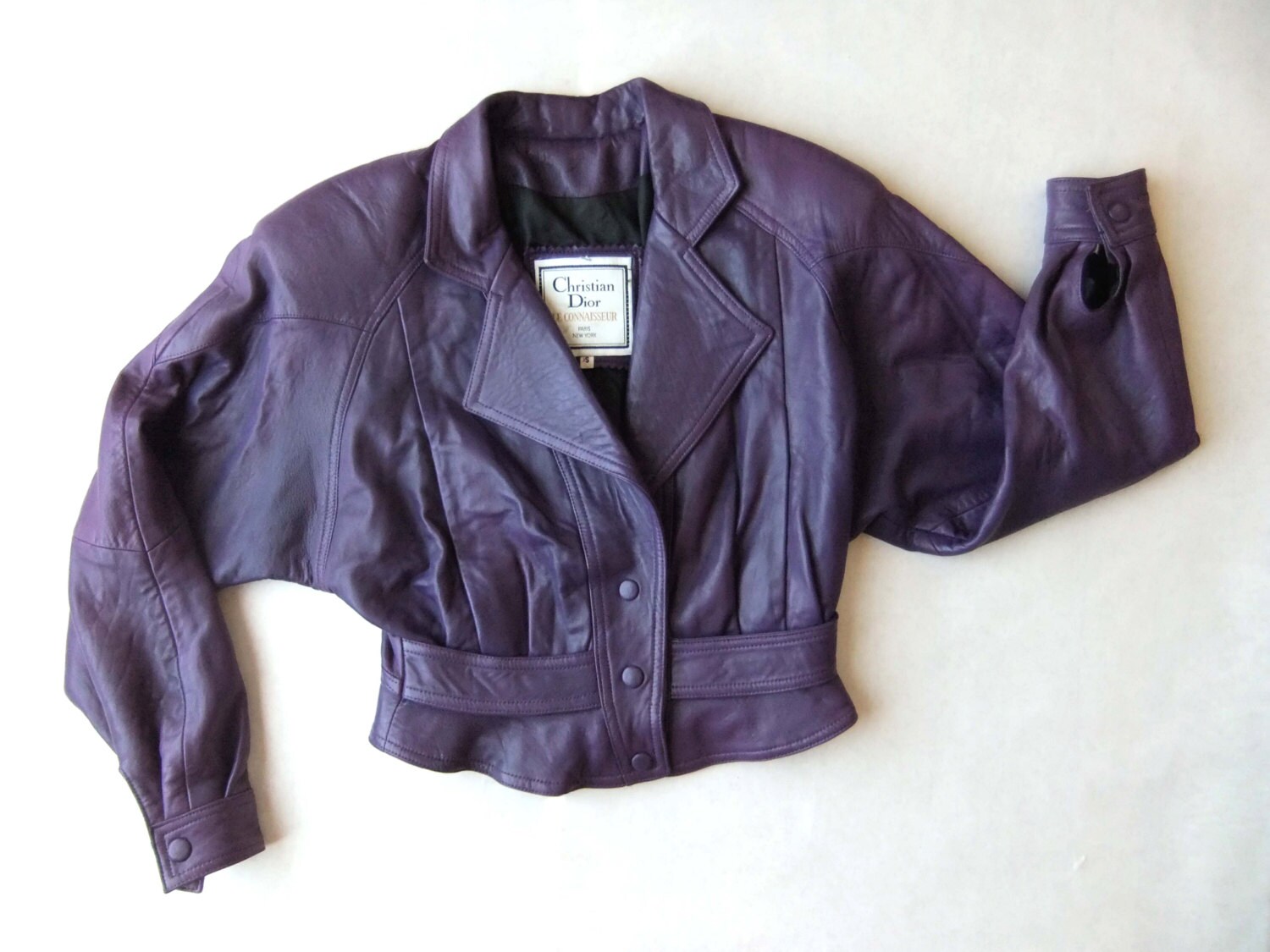 90s Christian Dior Cropped Leather Motorcycle Jacket Peplum
