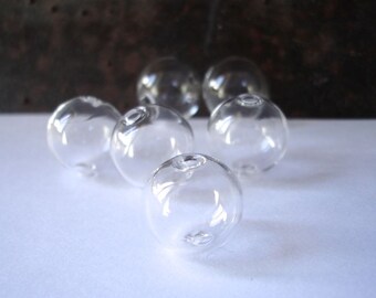 SOLDE perles creux 16mm transparente ver souffle