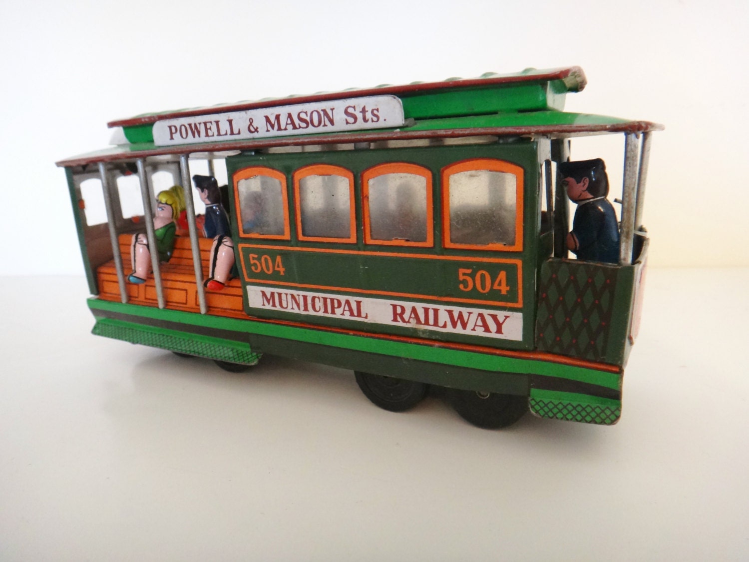 Vintage toy tin friction trolley car San Francisco